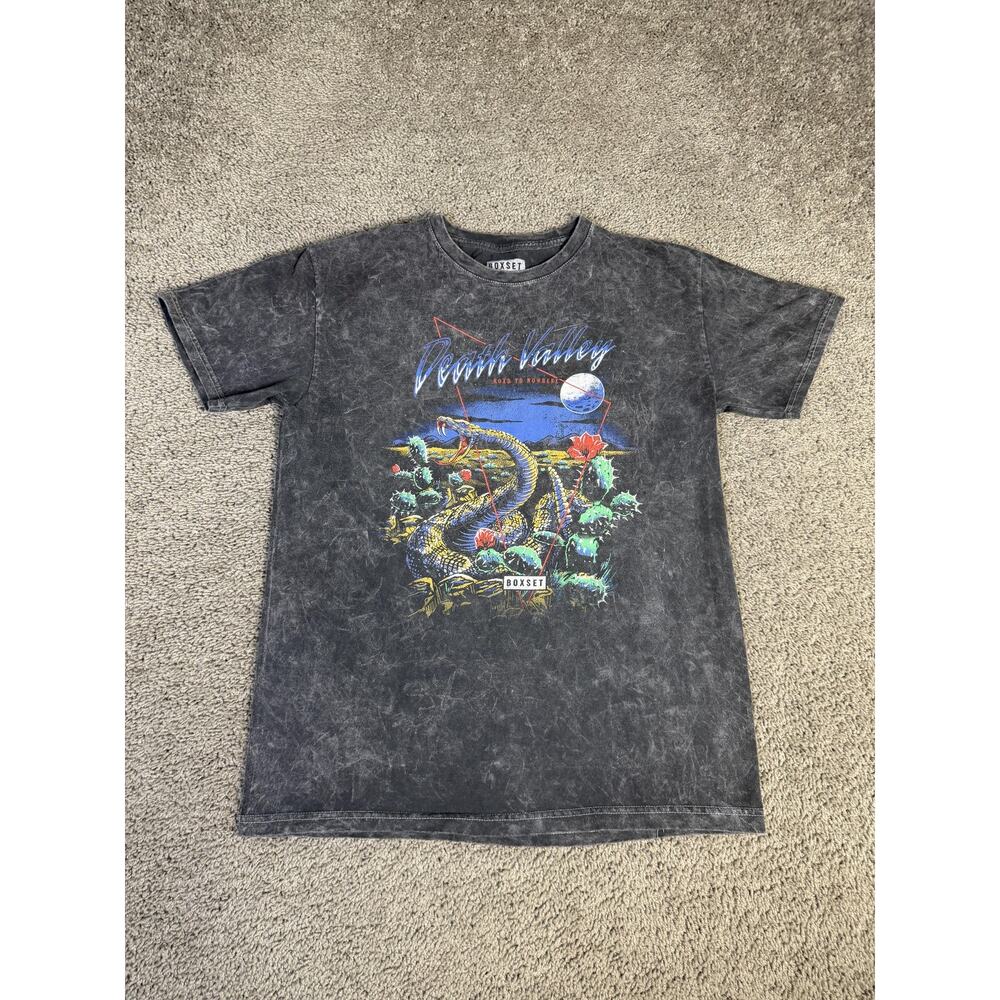 Boxset Death Valley Snake Shirt Mens M Graphic Desert Cactus Moon Washed Black